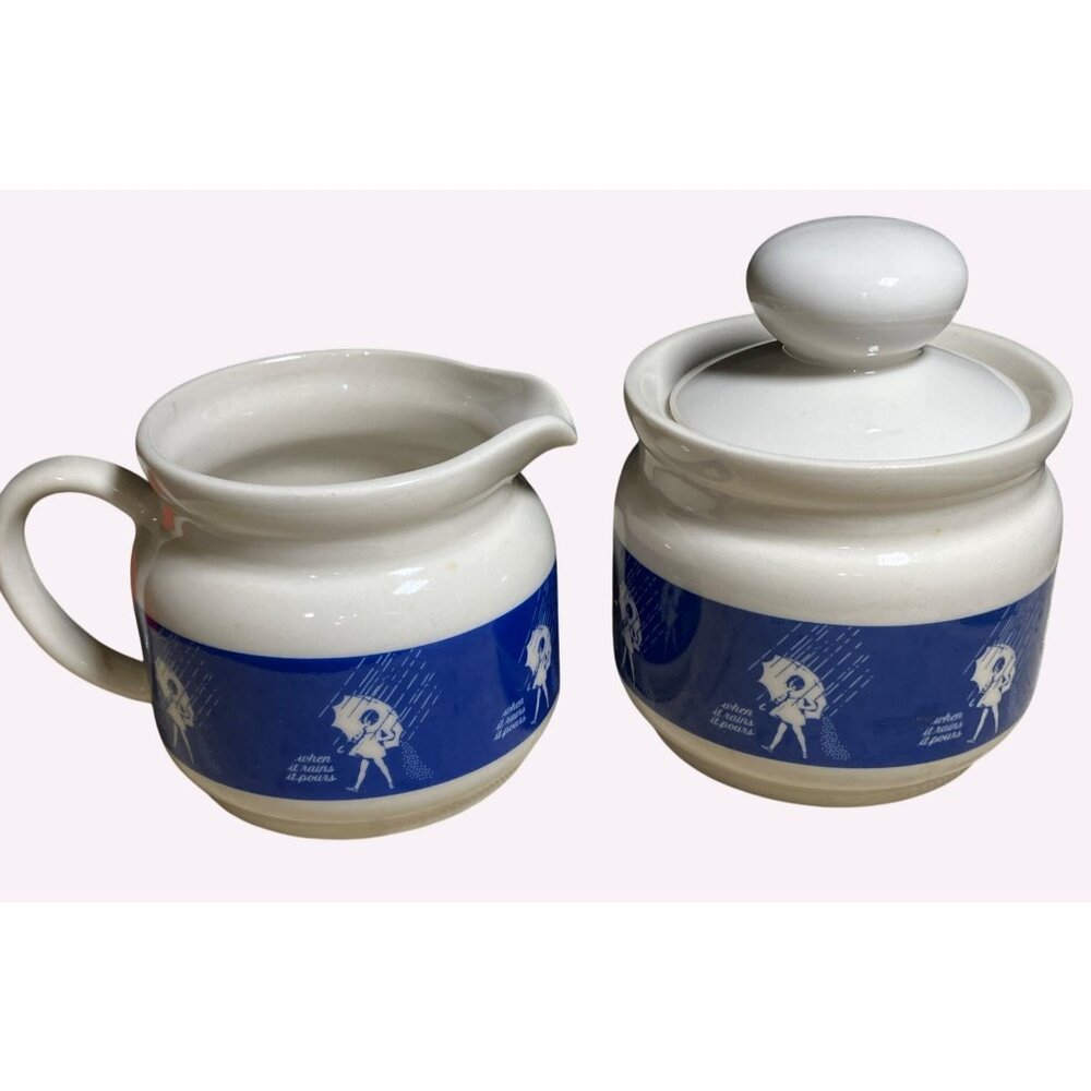 Morton Salt Vintage Creamer & Sugar Set With Lid Made In Japan Ceramic